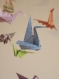 Mobile bebe bois suspension chambre enfant bébé en origami animaux oiseau grue