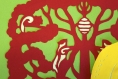 Cadre en papier découpé pour décoration bebe chambre d'enfant et de bébé animaux écureuil rouge vert jaune