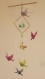 Mobile bois suspension chambre enfant bébé en origami oiseau cigogne bebe mulicouleur