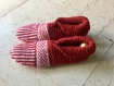 Chaussons femme pure laine tricoté main, jacquard,  fair isle, chaussons yoga
