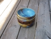 Sur commande - assiette creuse en grès marron et bleu, assiette poterie, assiette ceramique