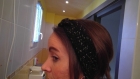 Headband, bandeau pour femme en laine noire avec torsade centrale et fil lurex 