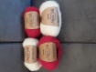 Echarpe femme laine alpaga et soie  rouge et naturel tricot fait main