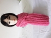 Echarpe femme laine alpaga et soie  rose vif tricot fait main