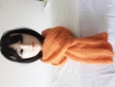 Echarpe femme laine alpaga et soie couleur mandarine fait main