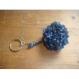 Porte-clés pompom laine fait main bleu 