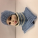 Ensemble enfant 6/8 ans bonnet /snood/mitaines laine tricoté main réf 4055