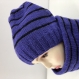 Ensemble enfant 10/12 ans bonnet /snood/mitaines laine tricoté main réf 4085