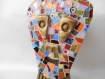 Sculpture visage d'homme terre cuite et mosaïque. bronze et multicolore. 