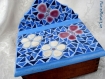 Coffret papier toilette en mosaique décoratif, bleu, émaux de briare, galets japonais, millefioris.