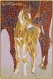 Tableau en mosaïque, jument et son poulain, mosaïques romaines, marron, rose, décoration.