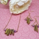 Bahia - parure bijoux ensemble boucles d'oreille et collier dorés perles quartz doré et perles roses