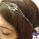 GaÏa - headband bijou argenté, connecteur arabesque et perle semi précieuse fluorine, élastiqué