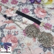 Scylla - headband bijou argenté, connecteur fleur et perle carrée noire, élastiqué