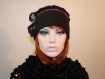 Bonnet en laine et polyester noir à pois rose et gris noella 24
