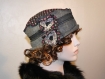 Bonnet en laine et polyester noir à pois rose et gris noela 25