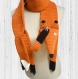 Écharpe au crochet renard rouille clair en laine | étole renard | fausse taxidermie | châle crochet rouille | chunky crochet fox scarf