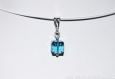 Swarovski pendentif  cristal cube turquoise / argent 925