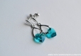 Swarovski boucles d'oreilles cristal cœur turquoise / argent 925