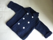 Gilet style caban bleu marine bébé garçon 100% laine. taille: 1 an
