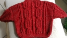 Pull irlandais 4 ans rouge tricoté main