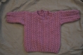 Pull irlandais violet tricoté main, taille 6 mois