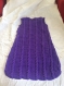 Turbulette blanche et violette tricotée main