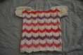 Pull rose manches courtes rayé tricoté à la main, pour bébé taille 6 mois