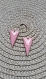 2 x sequins triangle émail couleur rose poudré double  face avec base en laiton brut