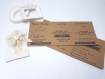 Faire part  mariage personnalisé bandeau lin et fleur tissu - 2 cartons  kraft ou vergé blanc cassé