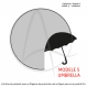 Carte postale « umbrella » à rayures graphiques noires illustrant un parapluie ouvert sous la pluie