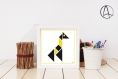 Affiche « girafe » illustrée d'un tangram de girafe jaune