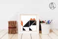 Affiche « lion » illustrée d'un tangram de lion orange