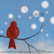 Affiche « zouik » illustrée d’un rouge-gorge sur une branche sous les flocons dans le ciel bleu