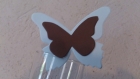 20 marques places papillon bleu ciel et chocolat/marron     mariage