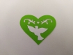 Scrapbooking   100  confettis coeur  ajouré  vert anis colombe blanche  mariage                                                                                                                                                                            