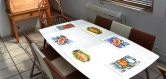 Set de table  noël, design original,semi-rigide, plastique, pvc - lavable - décoration de table noël - linge de table - décor de noël, houx, fruits et fleurs.