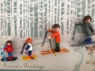 Cadre,playmobil famille au ski vintage