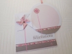 Carte félicitations avec moulin à vent, blanche et rose fleurie et son enveloppe. carte de félicitations, naissance, baptême, mariage