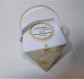 Boite à dragées forme diamant origami, personnalisable: thème nature, kraft et blanc - boite chocolat