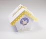 Boite à dragée nichoir, avec cygne en origami, gris blanc et jaune, boite dragée baptême, communion, mariage, personnalisable