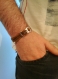 Bracelet pour homme en cuir, paracorde, métal et perles