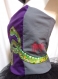 Bustier gris et violet avec serpents peints à la main, l'art à porter,unique et original, taille 38