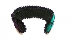 Bracelet manchette soie noire, velours et perles de verre noires 