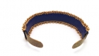 Bracelet petite manchette cuir bleu marine ,soutache , strass et perles de verre 