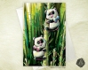 Carte de voeux  fête des mères amitié anniversaire naissance pandas et bambous