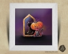 Cadre carré 25x25 cadeau naissance avec illustration  chat citrouille d'halloween  pour chambre enfant bébé