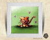 Cadre carré 25x25 cadeau naissance avec illustration tigre et papillons pour chambre enfant bébé
