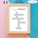 Affiche personnalisée scrabble de votre famille avec prénoms imprimée sur format a4 coloris noir et blanc