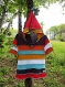 Robe enfant à capuche pointue en patchwork de coton et jersey aux couleurs douces et vives à la fois!!!